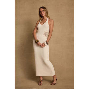 12th Tribe Kendall Cream Crochet Maxi Dress Size MM